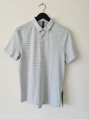 NWT LULULEMON SSVO Grey Stripe Evolution Polo Top Shirt Men's Small